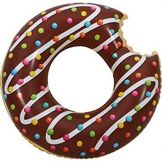 40 X GIANT CHOCOLATE POOL FLOAT INFLATABLE RUBBER RING LILO TOYS DOUGHNUT DONUT LARGE XL ADULT SWIM RING LARGE WATER RAFT FLOATING - TOTAL RRP £266: LOCATION - F RACK