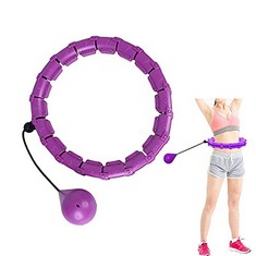 14 X AREPLY SMART WEIGHTED HULA HOOP FOR ADULTS THIN WAIST, DURABLE 24 DETACHED KNOTS WITH AUTO ROTATION BALL, 360 DEGREE MASSAGE ABDOMEN EXERCISE FITNESS RING WEIGHT LOSS (MODEL 03 PURPLE) - TOTAL R