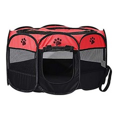 9 X XIANGHUA TECHNOLOGY SOFT FABRIC PORTABLE FOLDABLE PET DOG CAT PUPPY PLAYPEN, INDOOR/OUTDOOR USE PET KENNEL CAGE D40 X H23 INCH (RED) - TOTAL RRP £127: LOCATION - F RACK