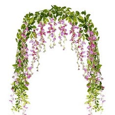 22 X BENUAN 2 X 7.55 FEET ARTIFICIAL WISTERIA VINE FLOWERS FAKE WISTERIA HANGING PLANTS GARLAND FOR GARDEN WEDDING HOME OUTDOOR DECORATION, PINK - TOTAL RRP £128: LOCATION - G RACK