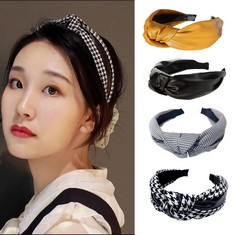 30 X STYLISH KNOTTED HEADBANDS ELASTIC HAIR BANDS PRETTY COTTON HEADBANDS COVERED ALICE BAND WIDE BOHO HOOPS HAIR ACCESSORIES 4PCS (PU) - TOTAL RRP £170: LOCATION - G RACK