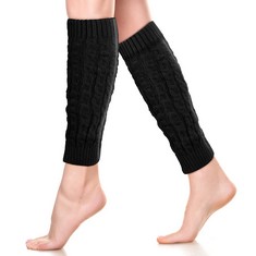 51 X NEER WINTER WARM LEG WARMER CROCHET KNITTED BOOT CUFF RIBBED STRETCH KNEE LEG SOCK NON-SLIP BLACK CHUNKY KNIT LEG WARMER FOR WOMEN GIRLS - TOTAL RRP £373: LOCATION - A RACK