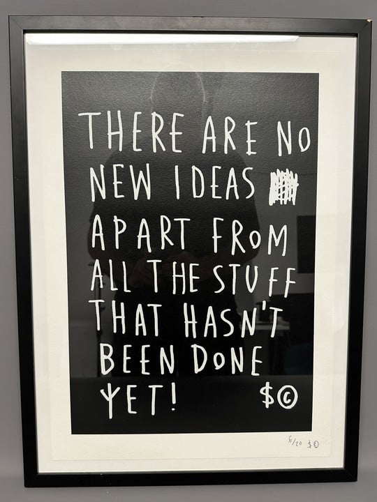 No New Ideas By Skeleton Cardboard, Framed 2 Colour Screen Print, Signed And Numbered By The Artist 6/20, Frame 50x67cm (VAT ONLY PAYABLE ON BUYERS PREMIUM)