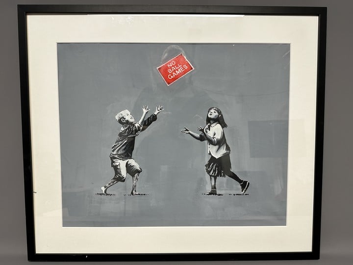 No Ball Games Style Framed Painting, Frame 82x70cm (VAT ONLY PAYABLE ON BUYERS PREMIUM)