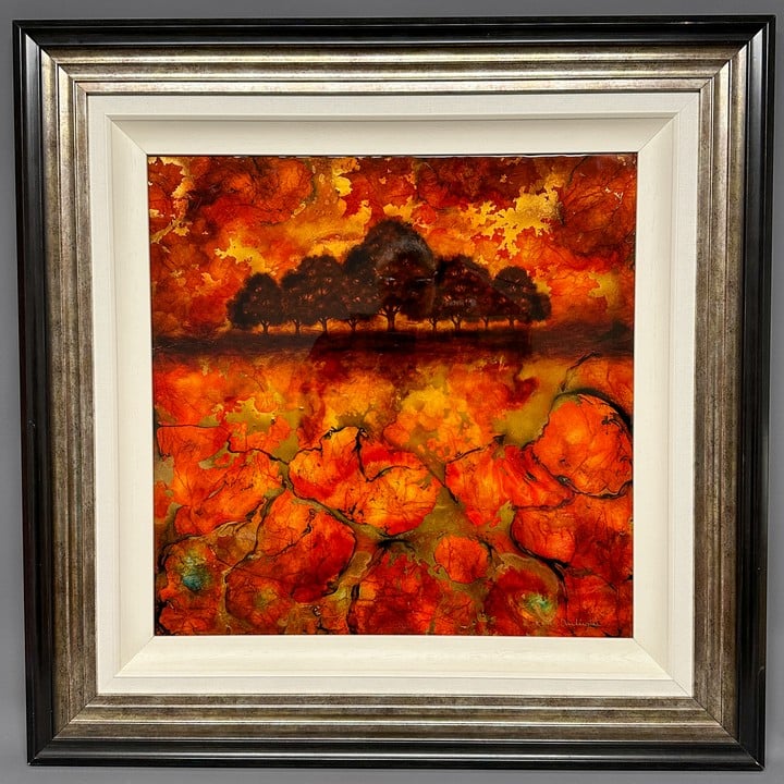 Kerry Darlington Signed Painting , Tree Of Life Autumn - Frame 87x87cm