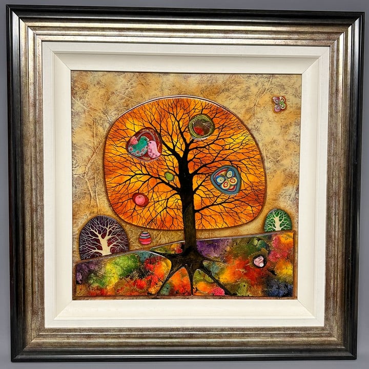 Kerry Darlington Signed Painting , Tree Of Life - Frame 88x88cm