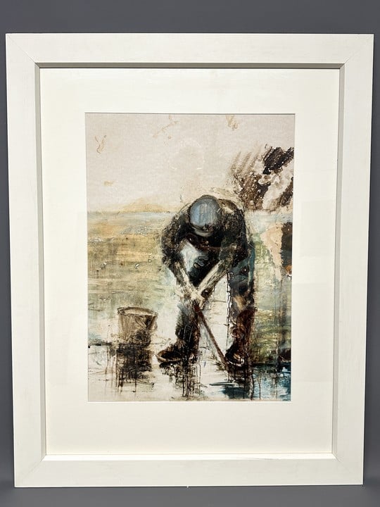 Anthony Amos Oil Painting , The Bait Digger - Frame 79x100cm