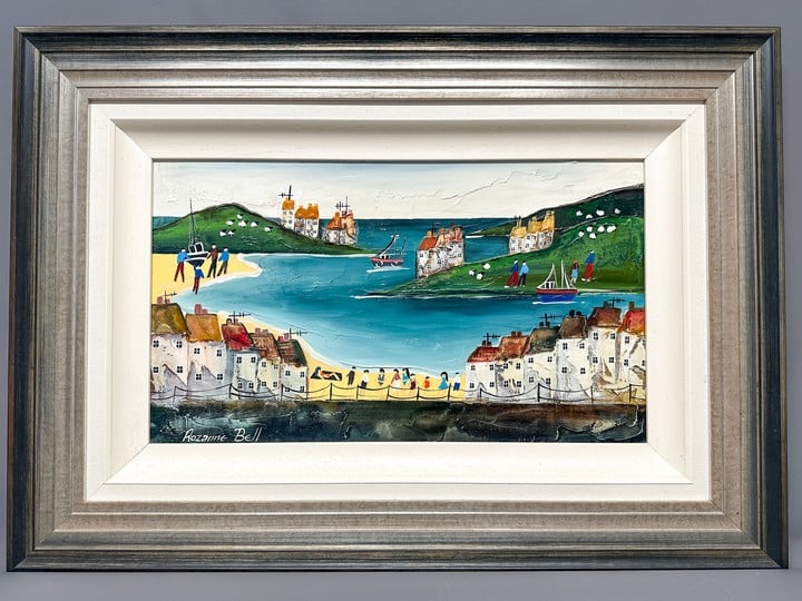 Rozanne Bell Signed Coastal Painting - Frame 88x63cm