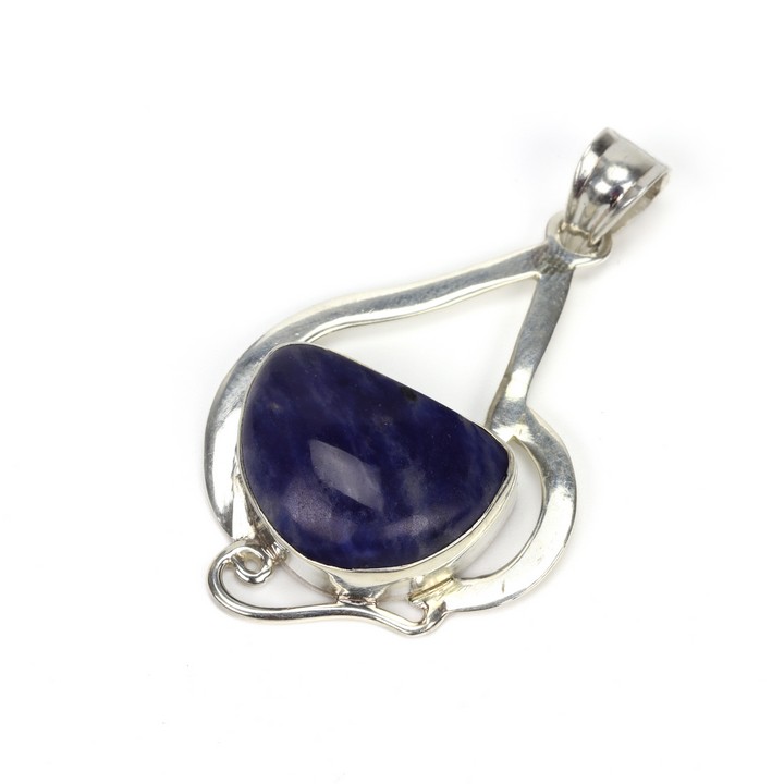 Silver Natural Stone Sodalite Pendant, 4.5x2.8cm, 7g (VAT Only Payable on Buyers Premium)