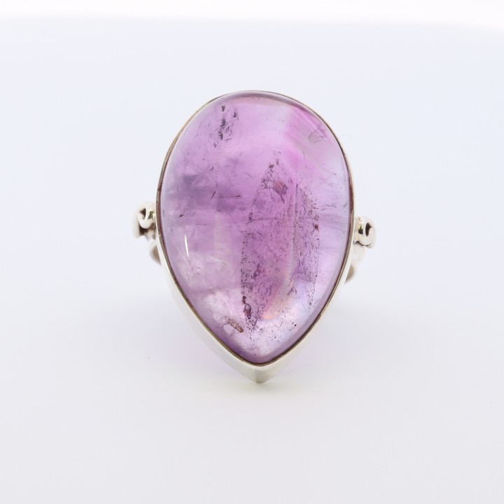 Silver Natural Amethyst Pear Ring, Size P, 12g (VAT Only Payable on Buyers Premium)