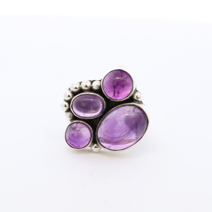 Silver Natural Amethyst Four Stone Dress Ring, Size O½, 9.7g (VAT Only Payable on Buyers Premium)