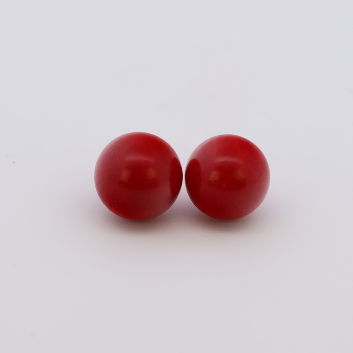 Silver Coral Ball Stud Earrings, 1cm, 3.4g (VAT Only Payable on Buyers Premium)