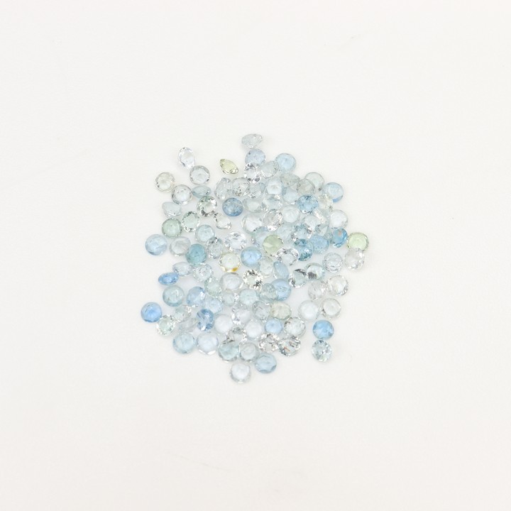 5.39ct Aquamarine Faceted Round-cut Parcel of Gemstones, 2.5mm