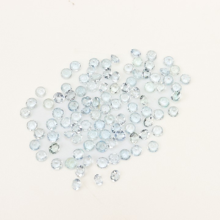 9.37ct Aquamarine Faceted Round-cut Parcel of Gemstones, 3mm