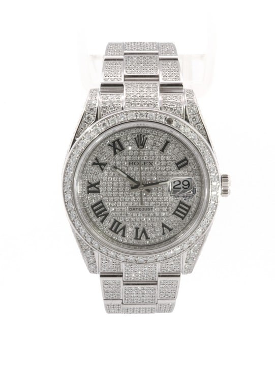 Rolex Datejust 41 Ref: 126300 Automatic Watch. 41mm Stainless Steel Aftermarket Diamond set Case with Stainless Steel Aftermarket Diamond set Fixed Bezel, Aftermarket Diamond set Dial and Stainless S