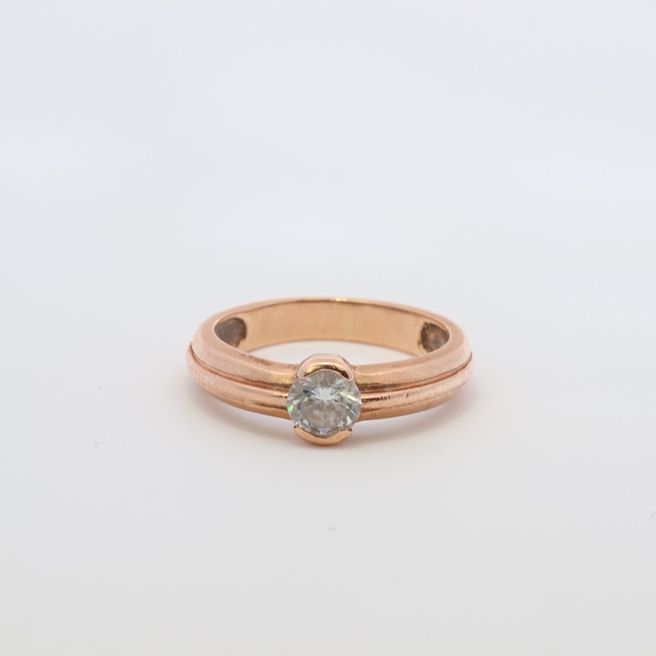 14K Rose Pale Blue Single Stone Ring, Size J½, 3.1g (VAT Only Payable on Buyers Premium)