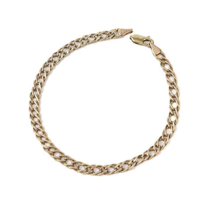 9ct Yellow Gold Double Curb Bracelet, 20cm, 3g (Broken Clasp) (VAT Only Payable on Buyers Premium)