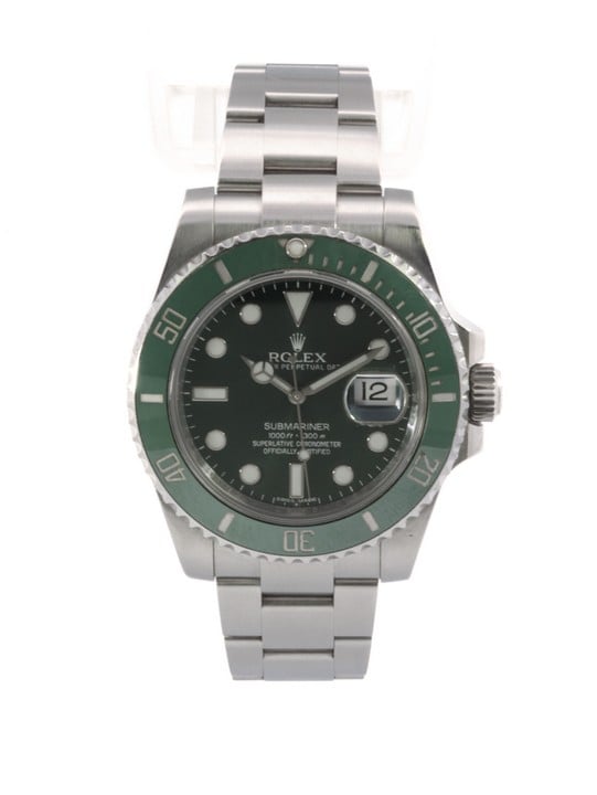 Rolex Submariner "Hulk" Ref: 116610LV Automatic Watch. 41mm Stainless Steel Case with Stainless Steel Green Uni-Directional Bezel, Green Dial and Stainless Steel Oyster Bracelet. Age: 2015. Comes wit