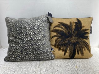 PALMA CUSHION IN BLACK/GOLD TO ALSO INCLUDE METALLIC PRINTED CUSHION IN GREY: LOCATION - C7