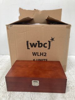 6 X WOODEN GIFT BOXES IN DARK OAK: LOCATION - C2