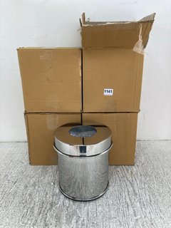 4 X STAINLESS STEEL ROUND BINS WITH LIDS: LOCATION - D1