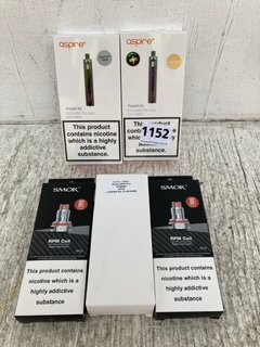 5 X ASSORTED VAPE ITEMS TO INCLUDE 2 X ASPIRE POCKEX KITS (PLEASE NOTE: 18+YEARS ONLY. ID MAY BE REQUIRED): LOCATION - D1