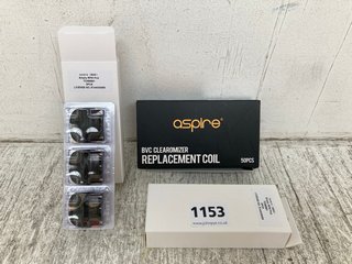2 X BOXES OF 3 NORD 4 PODS TO ALSO INCLUDE BOX OF ASPIRE BVC CLEAROMIZER REPLACEMENT COILS (PLEASE NOTE: 18+YEARS ONLY. ID MAY BE REQUIRED): LOCATION - D1