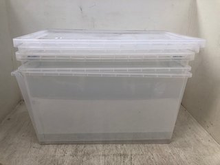 3 X LARGE CLEAR PLASTIC STORAGE BOXES WITH LIDS: LOCATION - D17