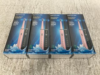 4 X UPHYLIAN SONIC ELECTRIC TOOTHBRUSHES TWIN PACKS IN PINK AND BLACK: LOCATION - WA8