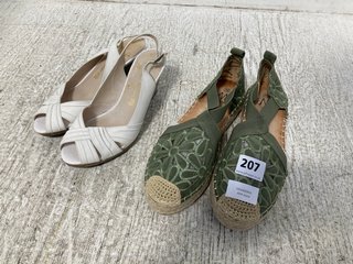 WOMENS CINK ME WEDGE SHOES IN GREEN - SIZE UK 5.5 TO INCLUDE GEORGE ULTRA COMFORT WEDGE SHOES IN WHITE - SIZE UK 5: LOCATION - WA10