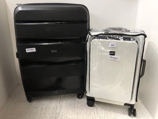 MEDIUM AMERICAN TOURISTER HARD SHELL SUITCASE & TURMATER WHITE & BLACK CABIN SUITCASE RRP £119: LOCATION - A15