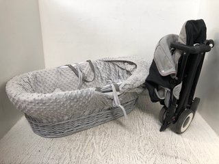 CYBEX LIBELLE STROLLER WITH ONE-PULL HARNESS IN LAVA GREY - RRP £259 TO INCLUDE GREY MOSES WICKER BASKET: LOCATION - A13