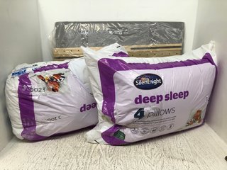 QTY OF ASSORTED HOUSEHOLD ITEMS TO INCLUDE SILENTNIGHT DEEP SLEEP PILLOWS: LOCATION - A12