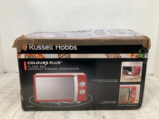 RUSSELL HOBBS COLOURS PLUS FLAME RED COMPACT MICROWAVE OVEN - MODEL : RHMM701R-N: LOCATION - A6