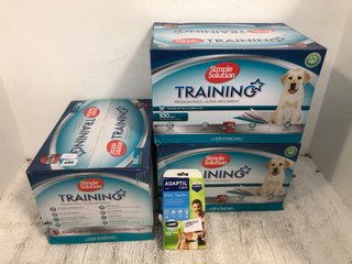3 X BOXES OF SIMPLE SOLUTION PREMIUM DOG TRAINING PADS TO INCLUDE ADAPTIL CALM ON THE GO COLLAR: LOCATION - A3