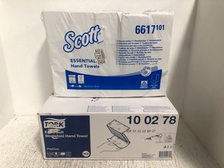 BOX OF TORK EXTRA SOFT SINGLEFOLD HAND TISSUES TO INCLUDE QTY OF SCOTT ESSENTIALS HAND TOWELS: LOCATION - A2