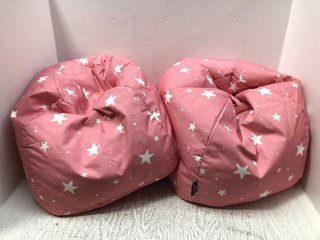 2 X PINK AND WHITE STAR DESIGN BEAN BAGS: LOCATION - B3