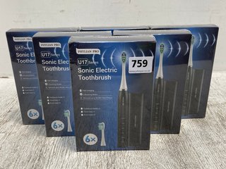 6 X PHYLIAN PRO U17 SERIES SONIC ELECTRIC TOOTHBRUSHES: LOCATION - B16