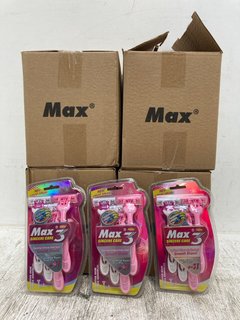 4 X BOXES OF 12 X MAX 3 SINCERE CARE 4 PACK OF RAZORS IN PINK (PLEASE NOTE: 18+YEARS ONLY. ID MAY BE REQUIRED): LOCATION - B17