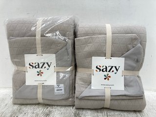 2 X SOLID BEDSPREADS IN STONE - SIZE 250 X 260CM: LOCATION - C16