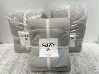 3 X SOLID BEDSPREADS IN STONE - SIZE 250 X 260CM: LOCATION - C16