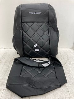 SET OF FAUX LEATHER QUILTED TRANSIT CAR SEAT COVERS IN BLACK: LOCATION - C15