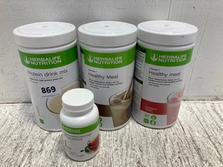 4 X TUBS OF ASSORTED HERBALIFE NUTRITION SUPPLEMENT TO INCLUDE STRAWBERRY DELIGHT - BBE 27/11/25: LOCATION - C14