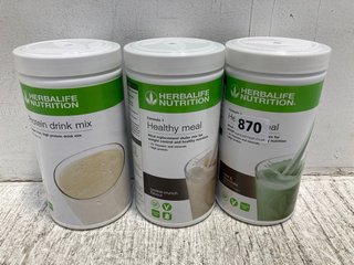3 X TUBS OF ASSORTED HERBALIFE NUTRITION SUPPLEMENT TO INCLUDE MINT & CHOCOLATE - BBE 25/8/25: LOCATION - C14