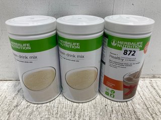 3 X TUBS OF ASSORTED HERBALIFE NUTRITION SUPPLEMENT TO INCLUDE CHOCOLATE ORANGE - BBE 9/7/25: LOCATION - C14