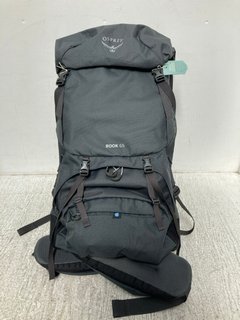 OSPREY ROOK 65 RUCKSACK IN CHARCOAL - RRP £180.00: LOCATION - C10