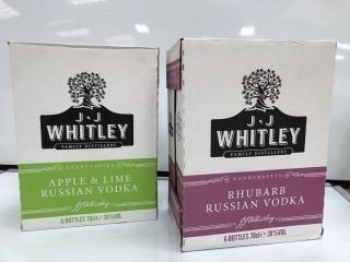 CASE OF 6 X J.J WHITLEY RHUBARB VODKA 70CL ABV 38% TO INCLUDE CASE OF 6 X J.J WHITLEY APPLE & LIME VODKA 70CL ABV 38% (PLEASE NOTE: 18+YEARS ONLY. STRICTLY NO COURIER REQUESTS. COLLECTIONS MONDAY 22N