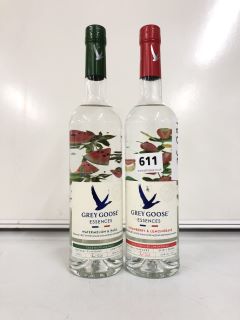 2 X BOTTLES OF GREY GOOSE ESSENCES TO INCLUDE STRAWBERRY & LEMONGRASS AND WATERMELON & BASIL 700ML ABV 30% (PLEASE NOTE: 18+YEARS ONLY. STRICTLY NO COURIER REQUESTS. COLLECTIONS MONDAY 25TH - FRIDAY