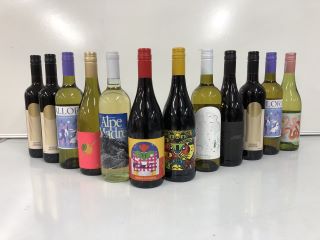 12 X ASSORTED BOTTLES OF WINE TO INCLUDE MERIDIANO, LUCA SIA, ALLORA, HEROE, DUDEK, ALPA MADRE AND MESSA IN SCENA (PLEASE NOTE: 18+YEARS ONLY. STRICTLY NO COURIER REQUESTS. COLLECTIONS MONDAY 22ND -
