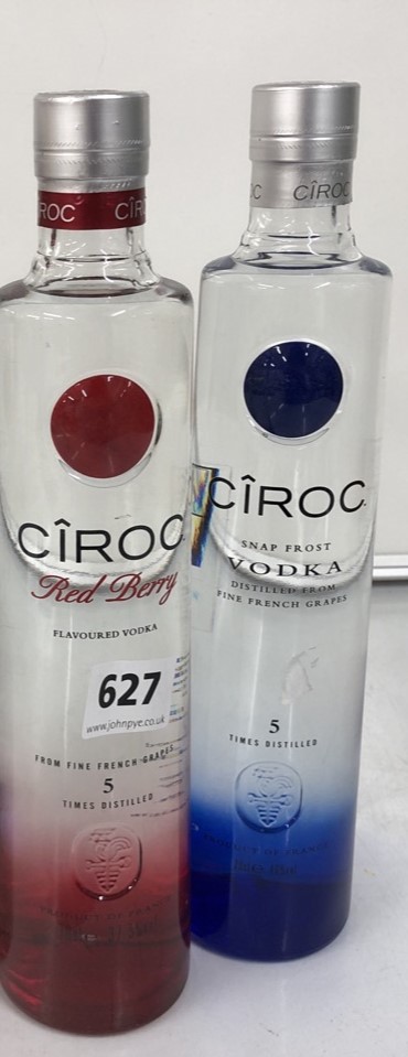 2 X BOTTLES OF CIROC VODKA TO INCLUDE RED BERRY AND SNAP FROST 70CL ABV 37.5% (PLEASE NOTE: 18+YEARS ONLY. STRICTLY NO COURIER REQUESTS. COLLECTIONS MONDAY 22ND - FRIDAY 26TH APRIL 2024 ONLY)